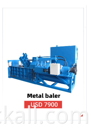 Baling press and strapping machine with hydraulic press power